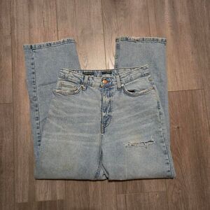 Women's Wild Fable 90s Relax Straight Light Wash Ripped Mom Denim Jeans 6